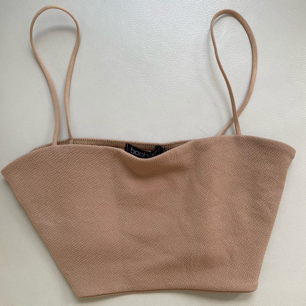 Boohoo nude strappy crop top